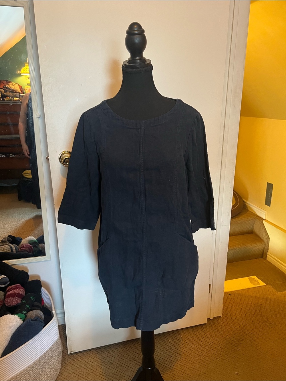 Womens Navy Blue Tunic Top with Pockets